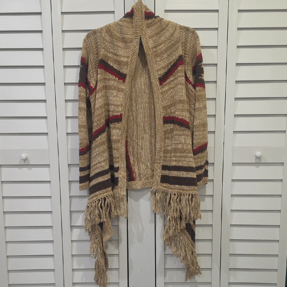 Ralph Lauren Jeans Co. Orega Western Open-Front Knit Cardigan w/ Fringe